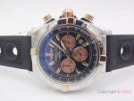 Breitling Chronomat 44mm Rose Gold Chronograph Black Rubber Band